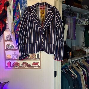 L.A.M.B. Navy and White Striped Jean Jacket